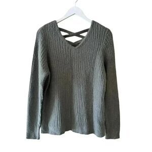 Love & Ellie Ribbed Crisscross Back V-Back Pullover Ribbed Fuzzy SZ XXL # 1887